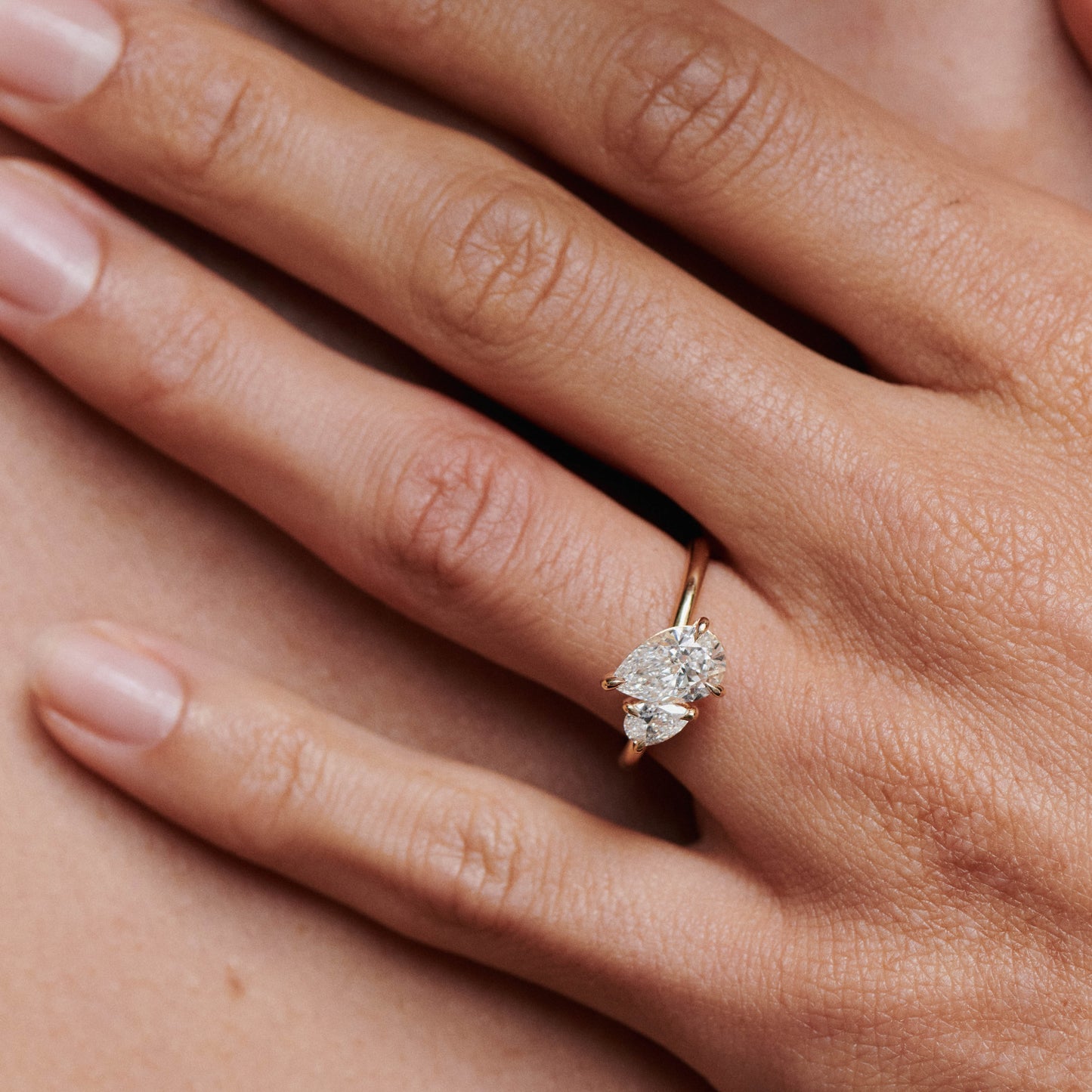 1.5 CT Pear Shaped Toi Et Moi Lab Grown Diamond Engagement Ring