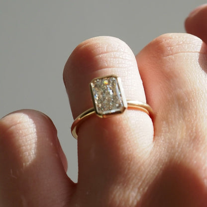 1.5 CT Radiant Shaped Bezel Lab Grown Diamond Engagement Ring