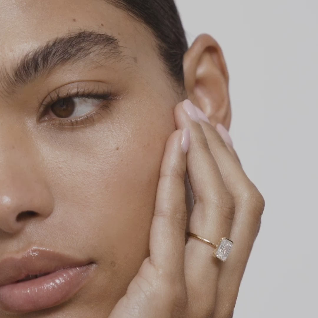 1.5 CT Radiant Shaped Bezel Lab Grown Diamond Engagement Ring