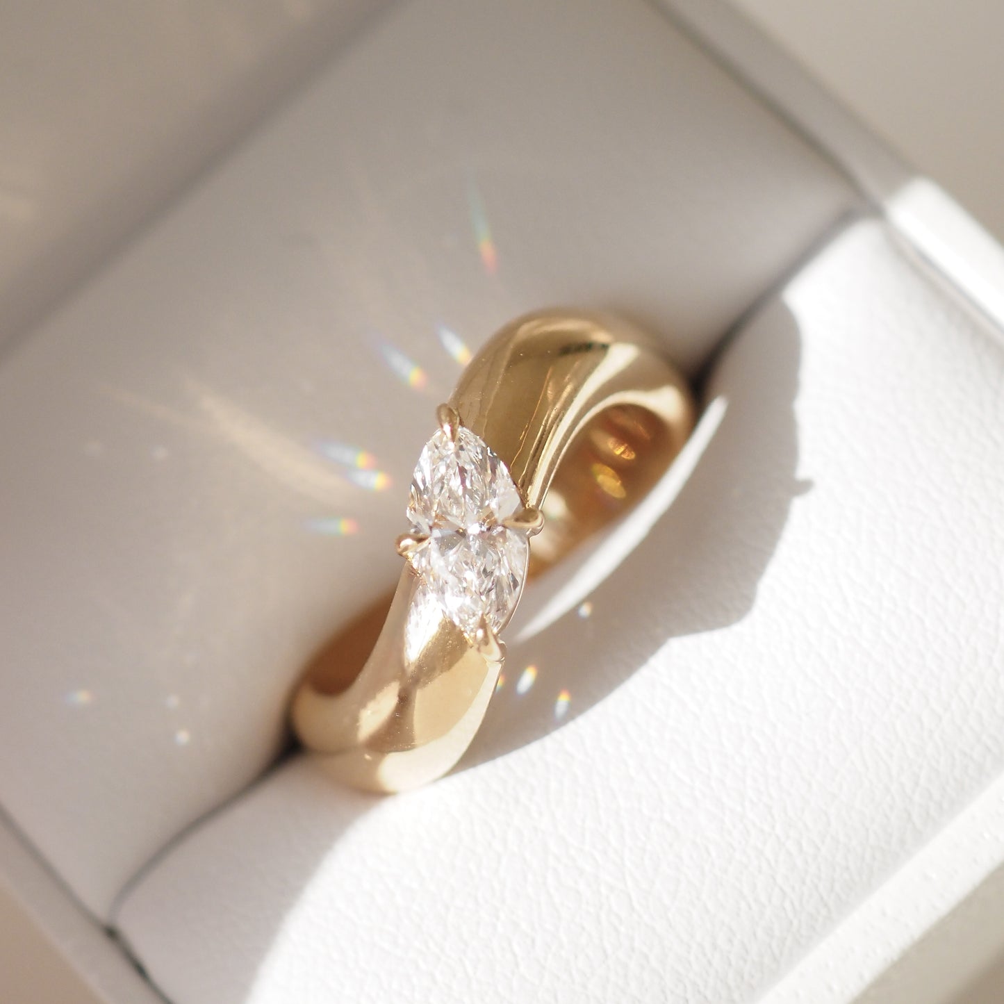 0.5 CT East West Marquise Shaped Solitaire Lab Grown Diamond Engagement Ring