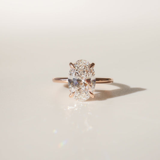 3 CT Oval Shaped Solitaire Lab Grown Diamond Engagement Ring