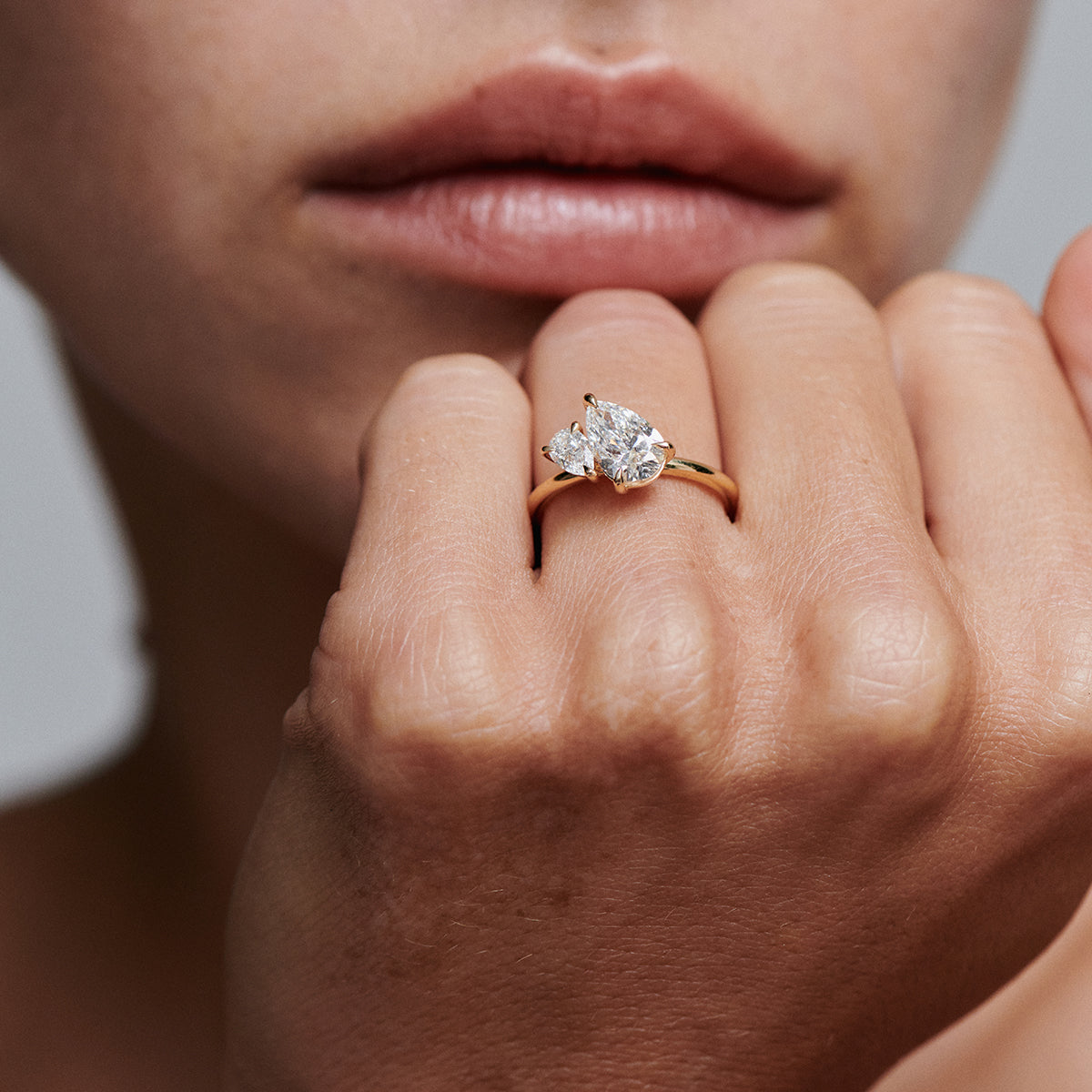 1.5 CT Pear Shaped Toi Et Moi Lab Grown Diamond Engagement Ring