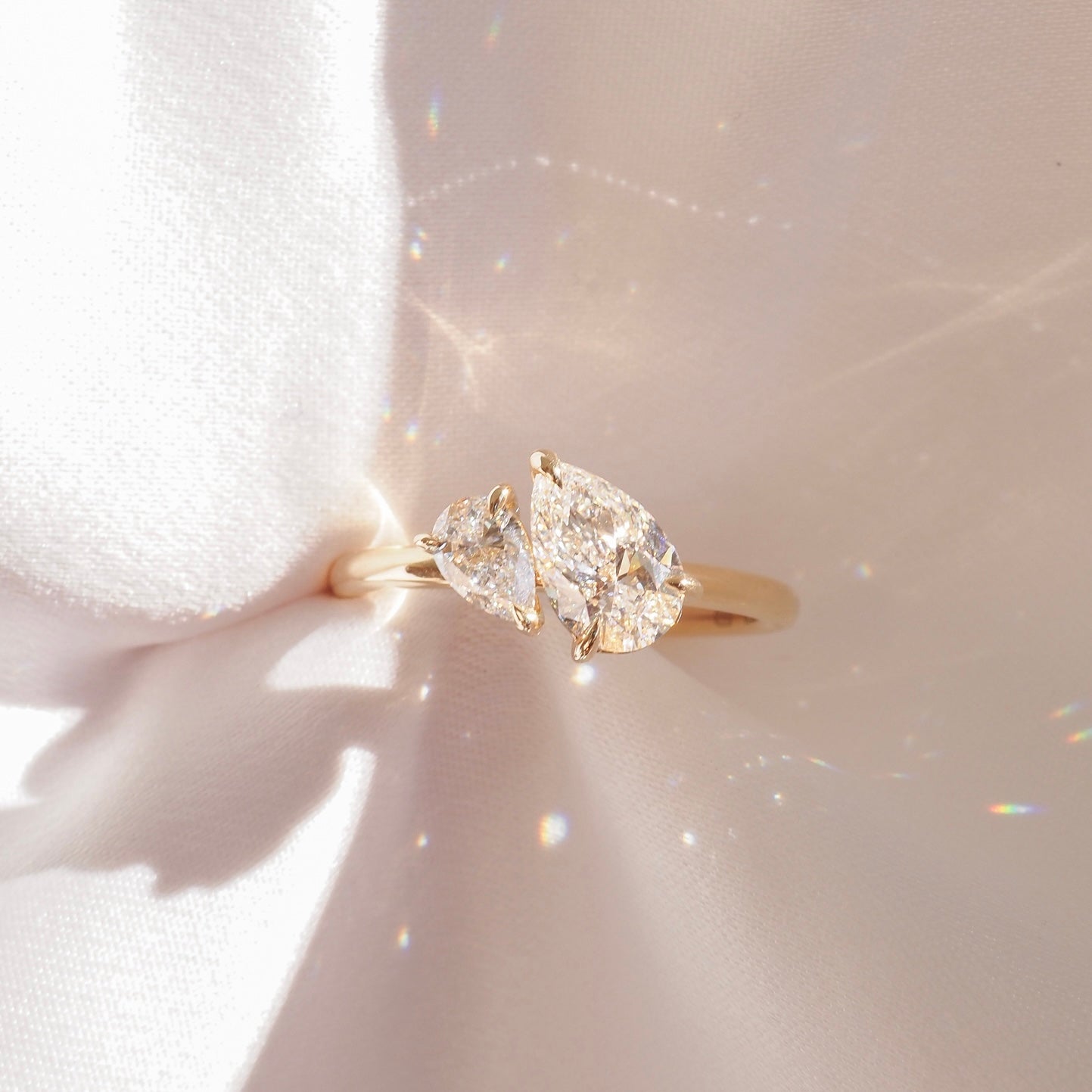 1.5 CT Pear Shaped Toi Et Moi Lab Grown Diamond Engagement Ring