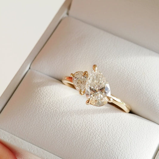 1.5 CT Pear Shaped Toi Et Moi Lab Grown Diamond Engagement Ring