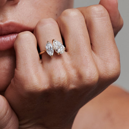 2.5 CT Pear & Marquise Shaped Toi Et Moi Lab Grown Diamond Engagement Ring