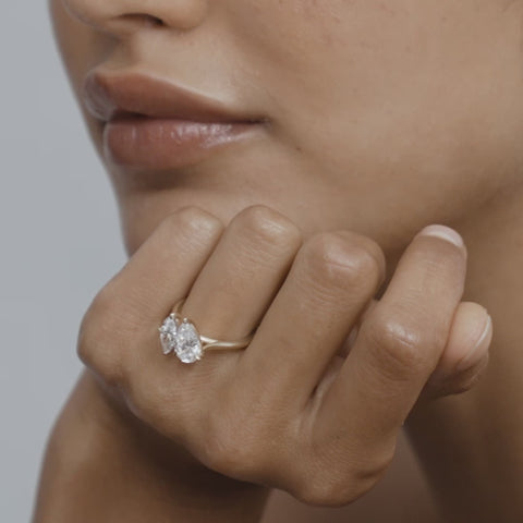 2.5 CT Pear & Marquise Shaped Toi Et Moi Lab Grown Diamond Engagement Ring