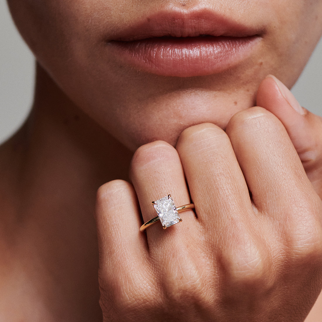 2.5 CT Radiant Shaped Solitaire Lab Grown Diamond Engagement Ring