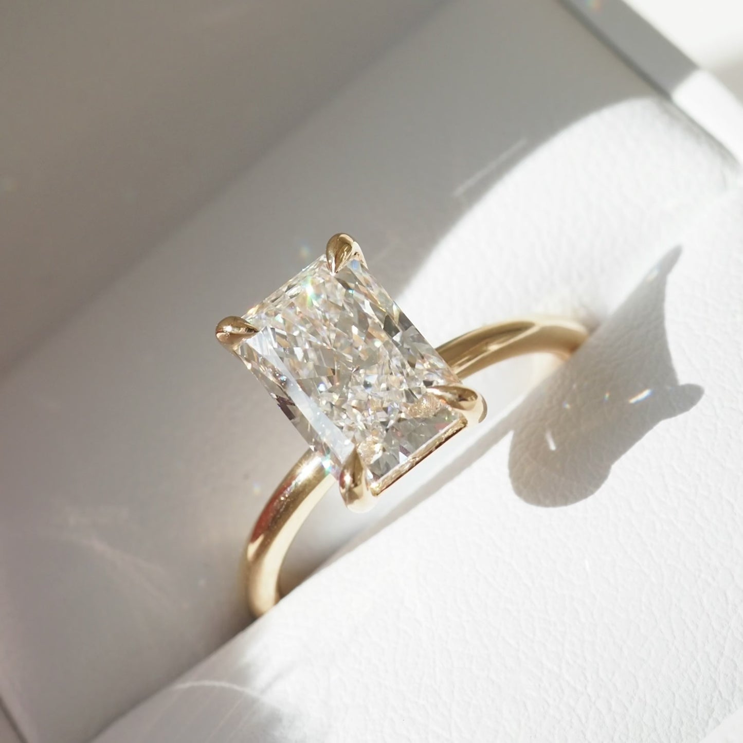 2.5 CT Radiant Shaped Solitaire Lab Grown Diamond Engagement Ring