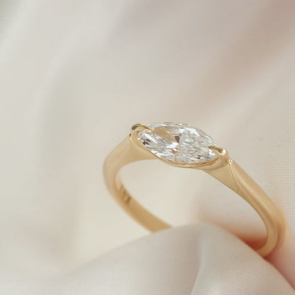 0.5 CT East West Marquise Shaped Solitaire Lab Grown Diamond Engagement Ring
