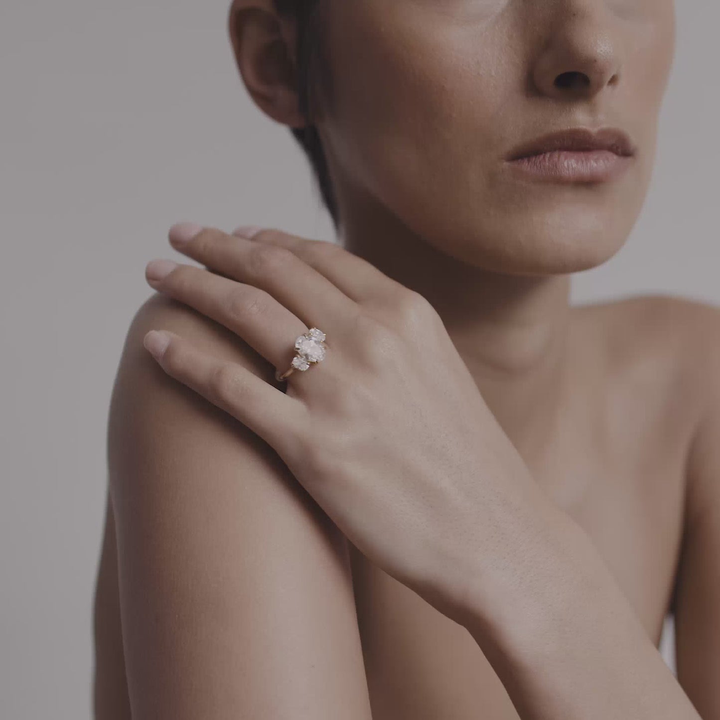 1.5 CT Oval Shaped Three Stone Lab Grown Diamond Engagement Ring