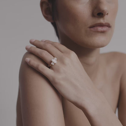 1.5 CT Oval Shaped Three Stone Lab Grown Diamond Engagement Ring