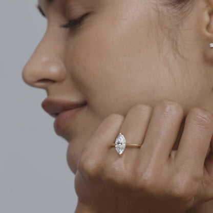 1.5 CT Marquise Shaped Solitaire Lab Grown Diamond Engagement Ring