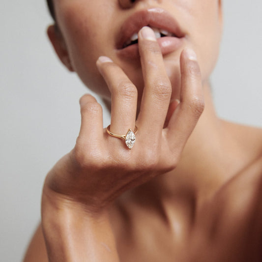 1.5 CT Marquise Shaped Solitaire Lab Grown Diamond Engagement Ring