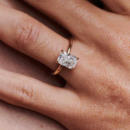 2.5 CT Enlongated Cushion Shaped Solitaire Lab Grown Diamond Engagement Ring