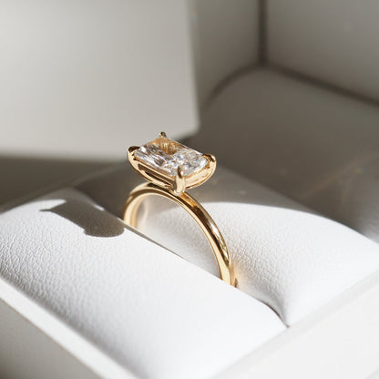 1 CT East West Radiant Shaped Solitaire Lab Grown Diamond Engagement Ring