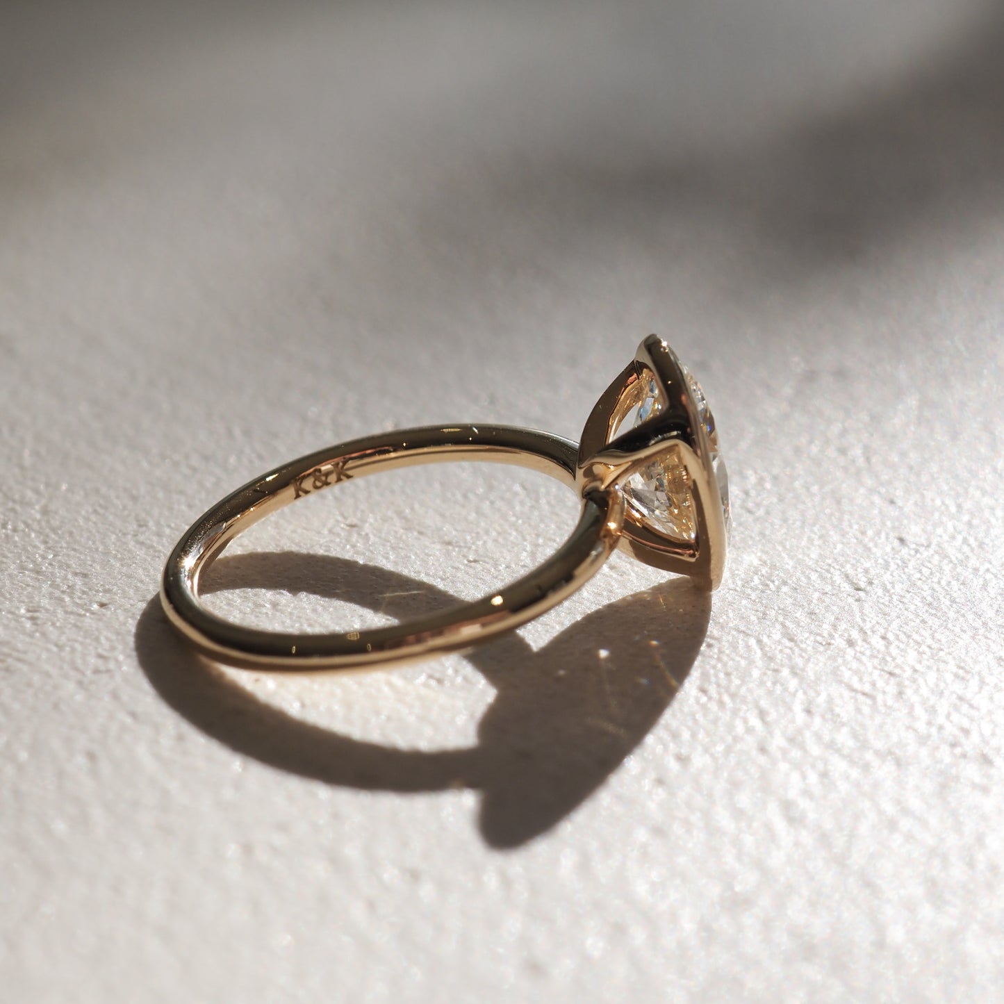 1 CT Oval Shaped Bezel Lab Grown Diamond Engagement Ring