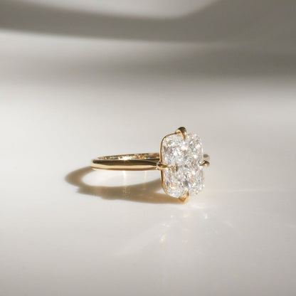 3 CT Elongated Cushion Shaped Solitaire Lab Grown Diamond Engagement Ring