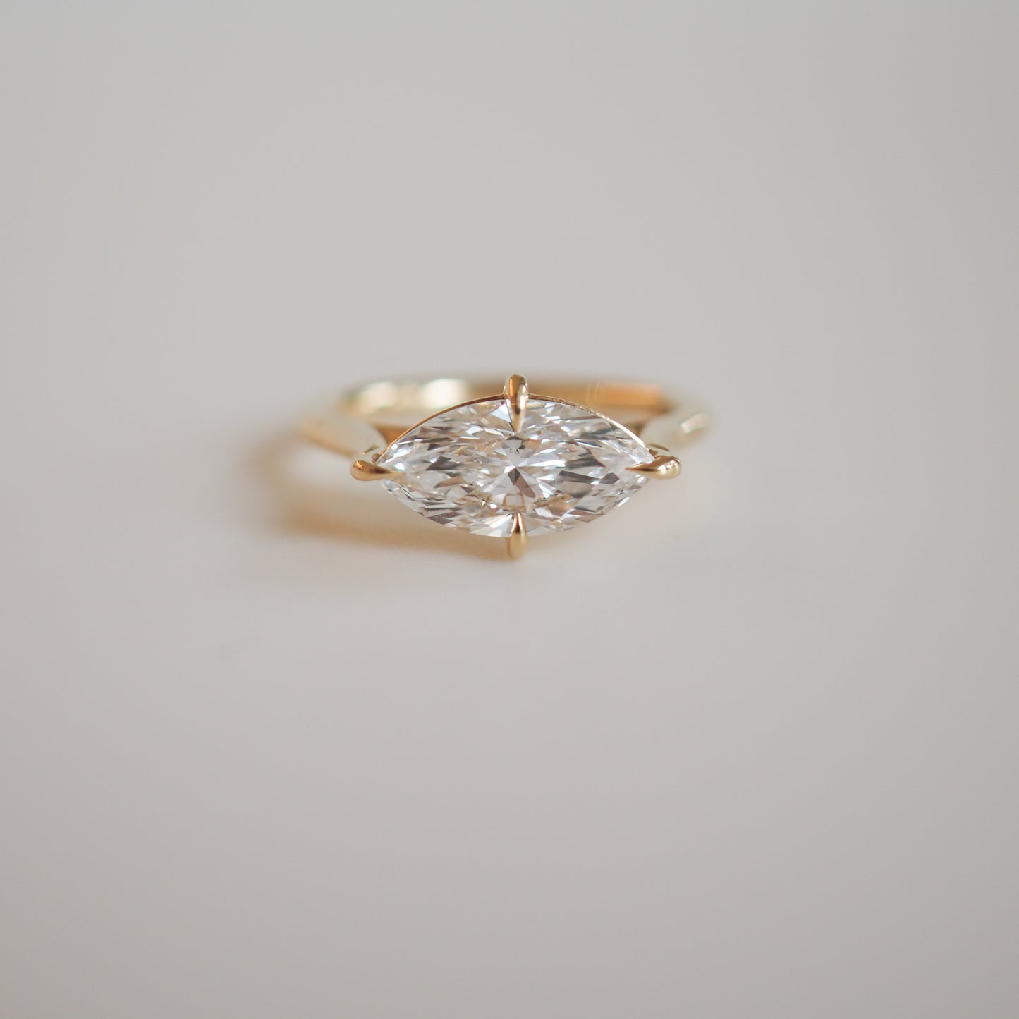 1.5 CT East West Marquise Shaped Solitaire Lab Grown Diamond Engagement Ring