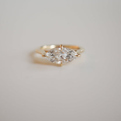 1.5 CT East West Marquise Shaped Solitaire Lab Grown Diamond Engagement Ring