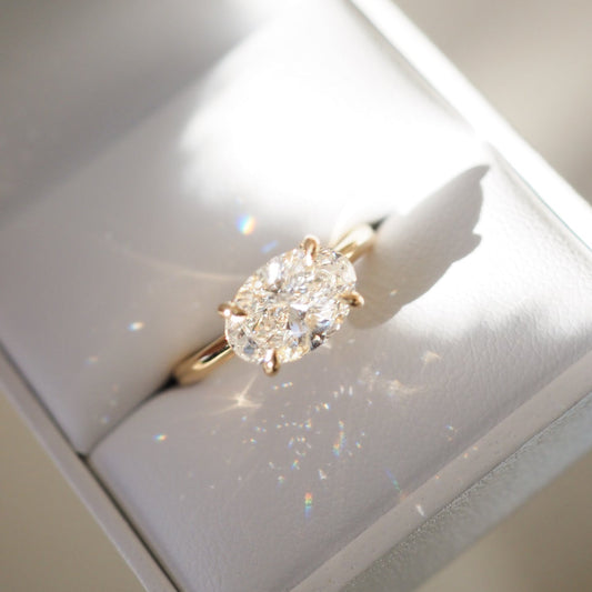 2.5 CT East West Oval Shaped Solitaire Lab Grown Diamond Engagement Ring