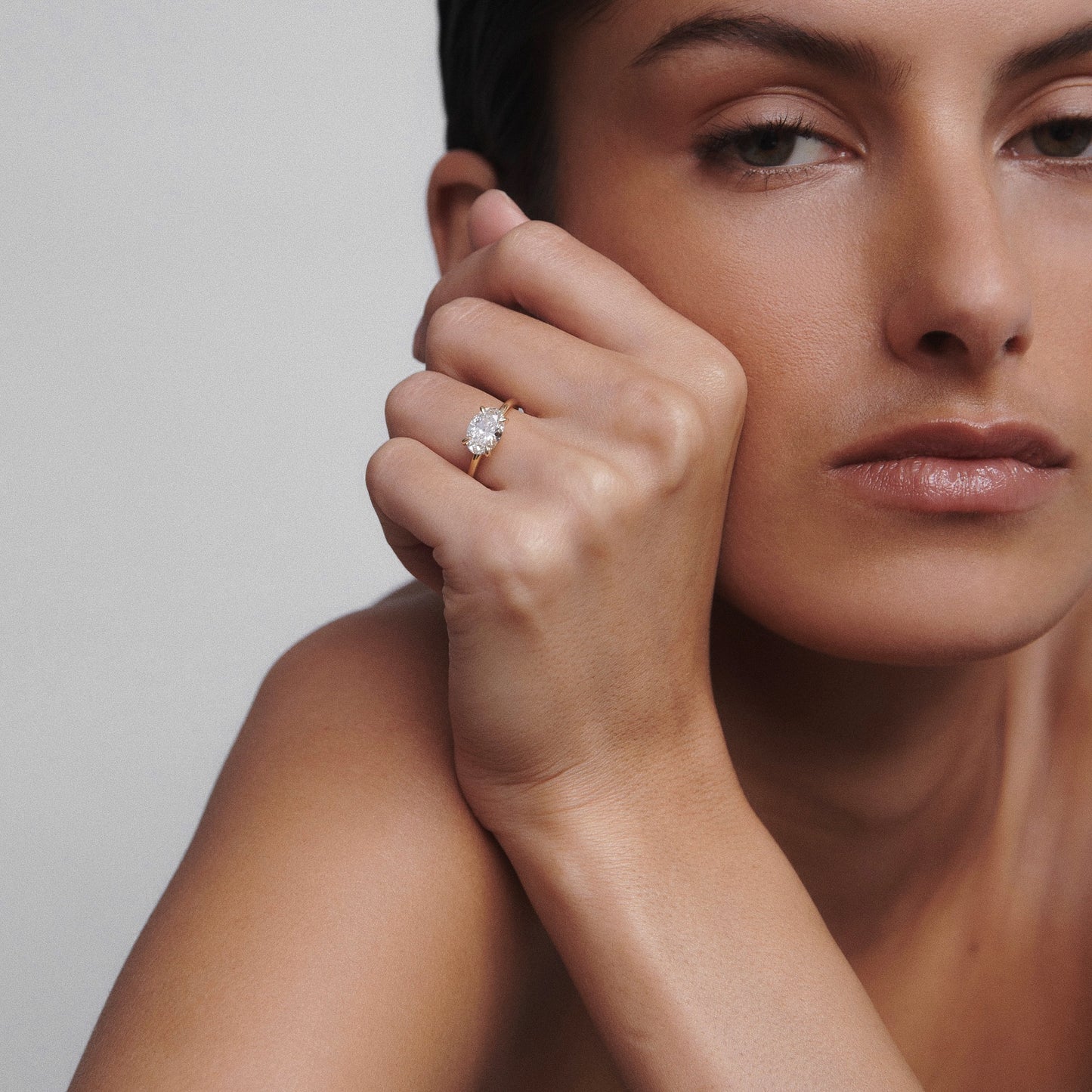 2.5 CT East West Oval Shaped Solitaire Lab Grown Diamond Engagement Ring