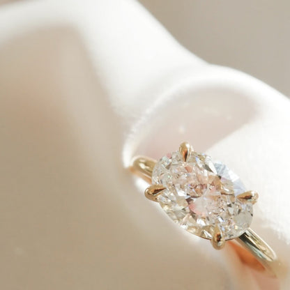 2.5 CT East West Oval Shaped Solitaire Lab Grown Diamond Engagement Ring