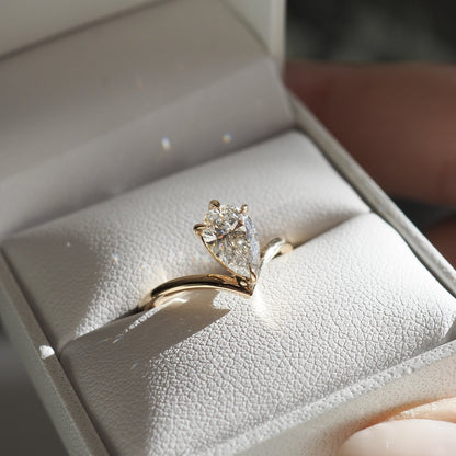1.5 CT Pear Shaped Solitaire Lab Grown Diamond Engagement Ring