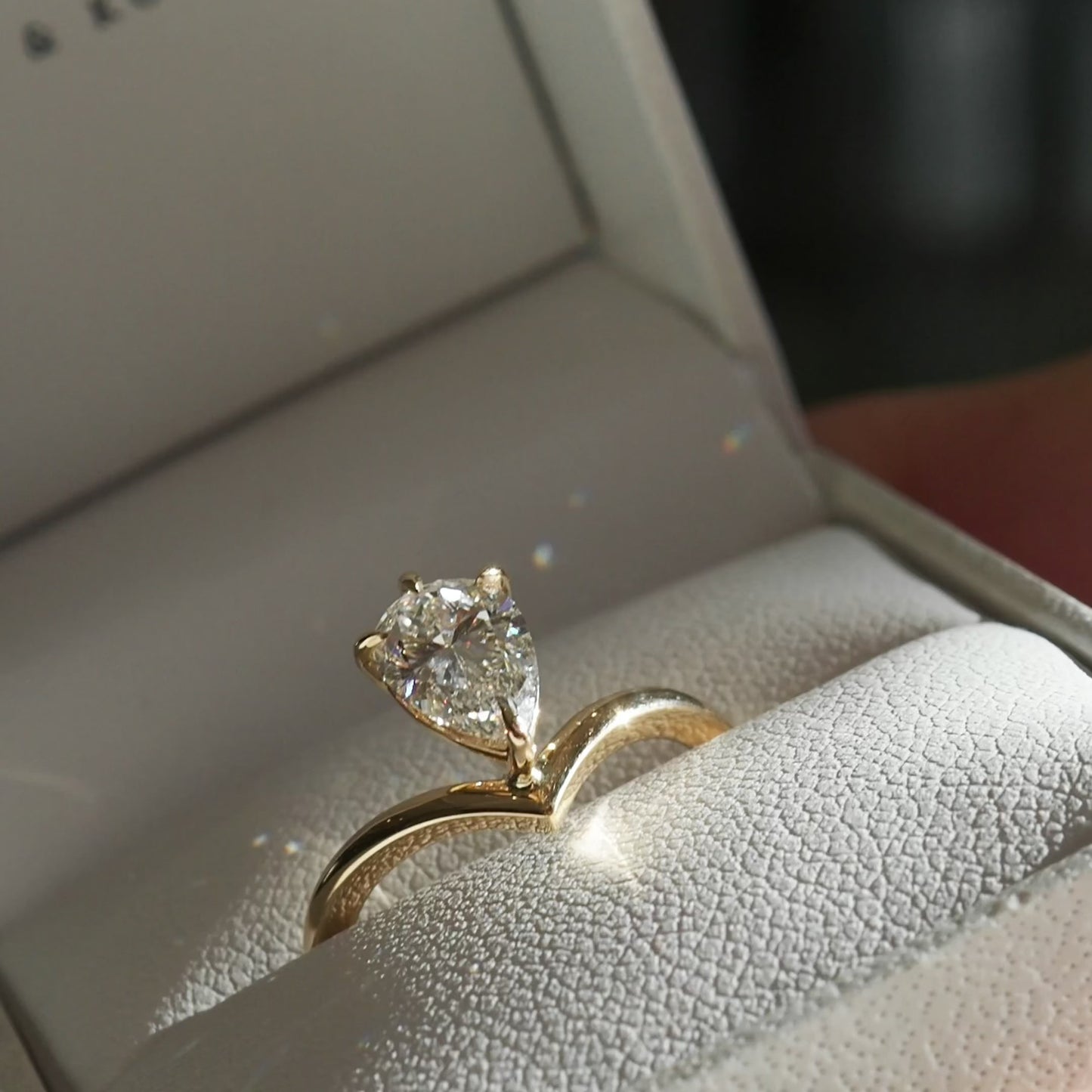 1.5 CT Pear Shaped Solitaire Lab Grown Diamond Engagement Ring