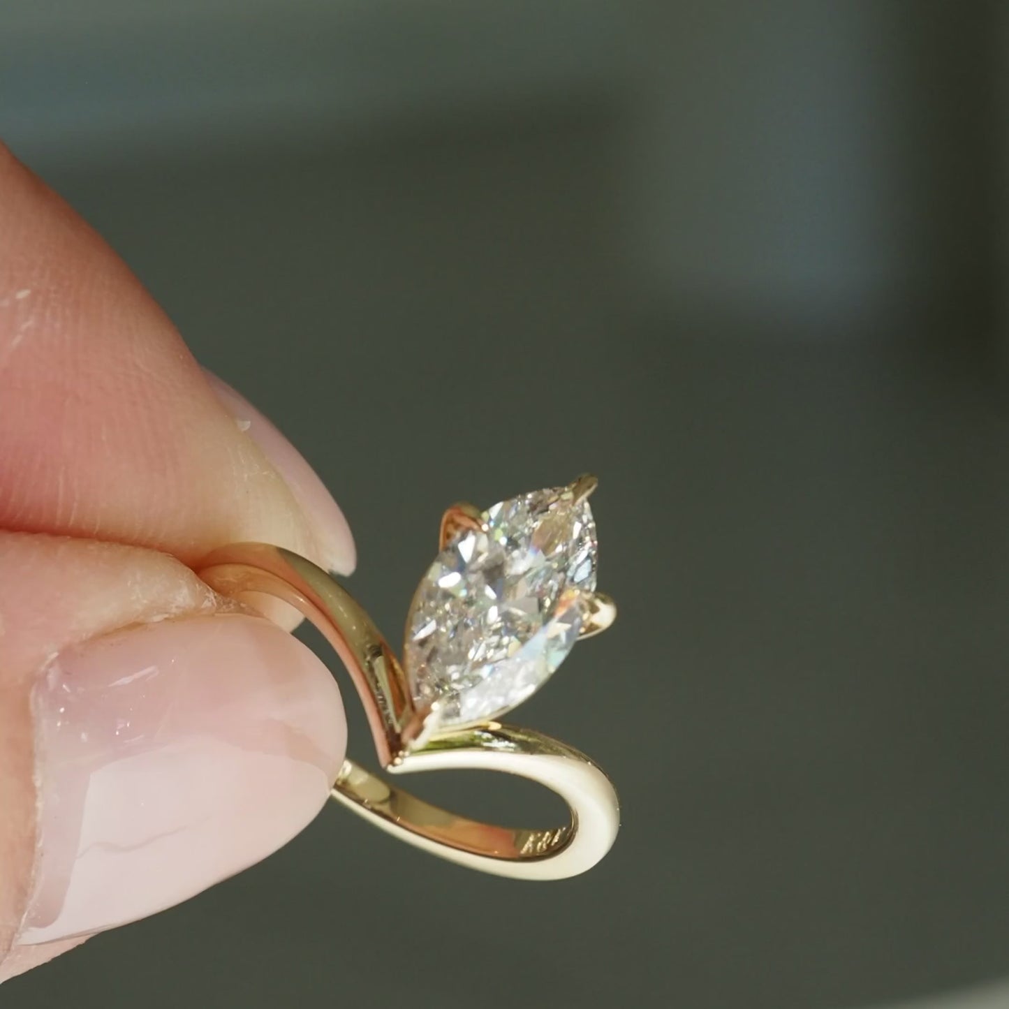 1.5 CT Marquise Shaped Solitaire Lab Grown Diamond Engagement Ring