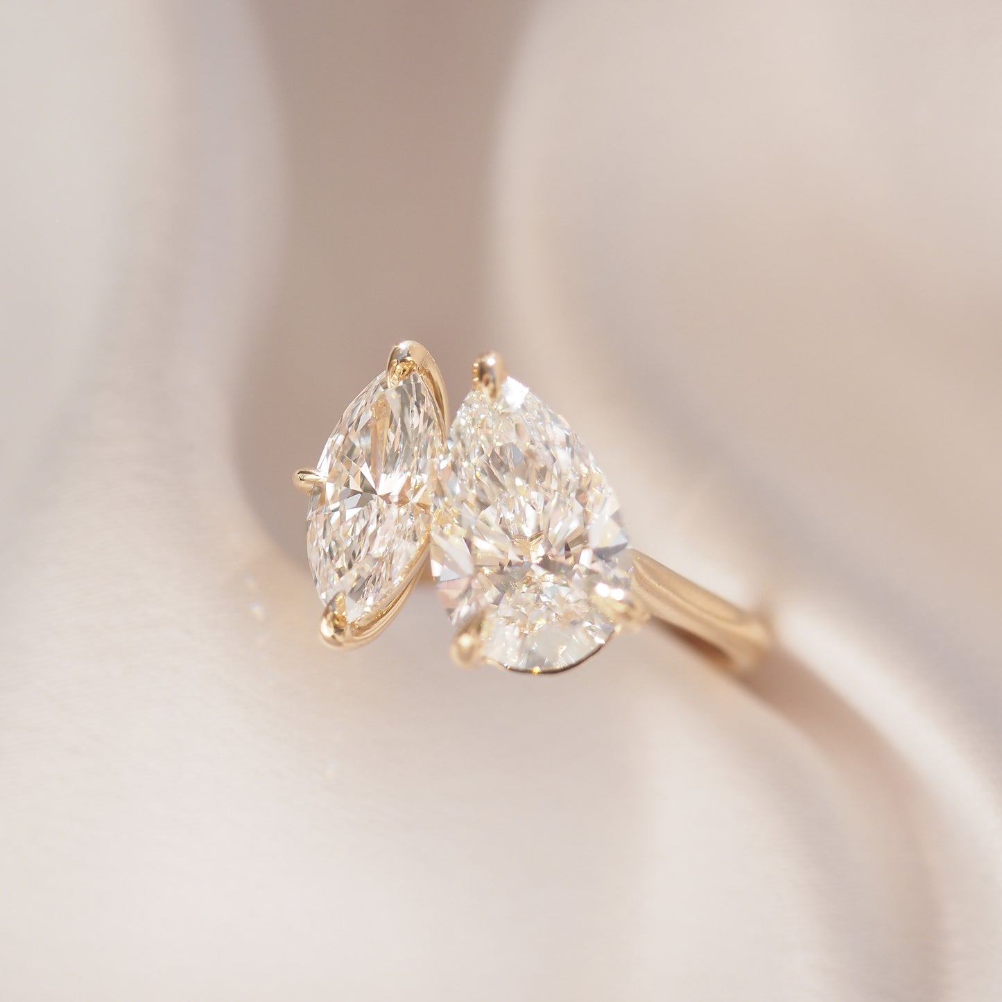 3.35 CT Pear & Marquise Shaped Toi Et Moi Lab Grown Diamond Engagement Ring