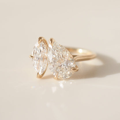 3.35 CT Pear & Marquise Shaped Toi Et Moi Lab Grown Diamond Engagement Ring