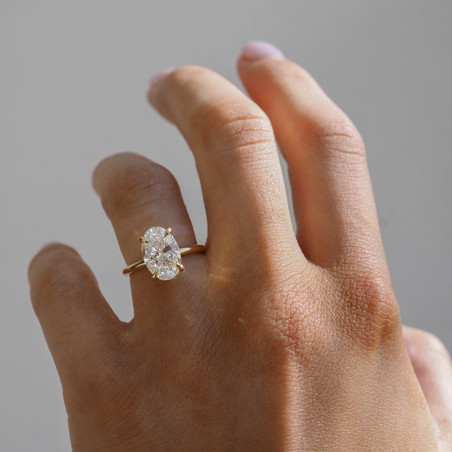 3.02 CT Oval Shaped Solitaire Lab Grown Diamond Engagement Ring