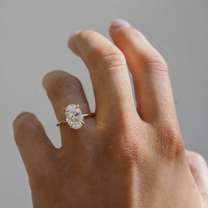 3.02 CT Oval Shaped Solitaire Lab Grown Diamond Engagement Ring