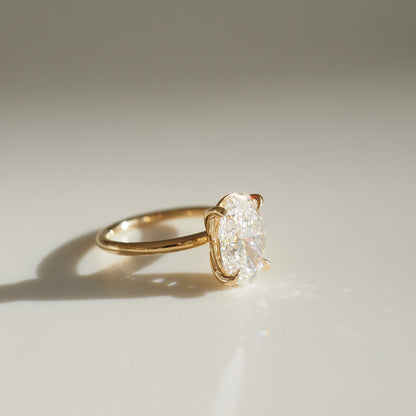 3.02 CT Oval Shaped Solitaire Lab Grown Diamond Engagement Ring