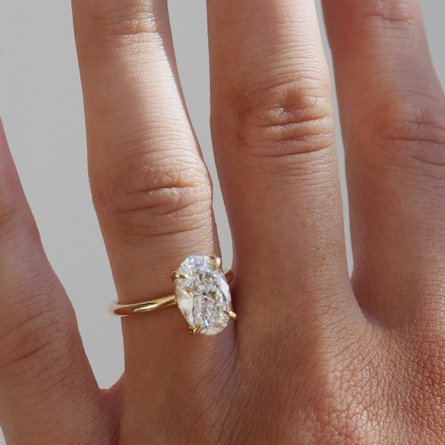 3.02 CT Oval Shaped Solitaire Lab Grown Diamond Engagement Ring