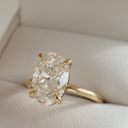 3.02 CT Oval Shaped Solitaire Lab Grown Diamond Engagement Ring