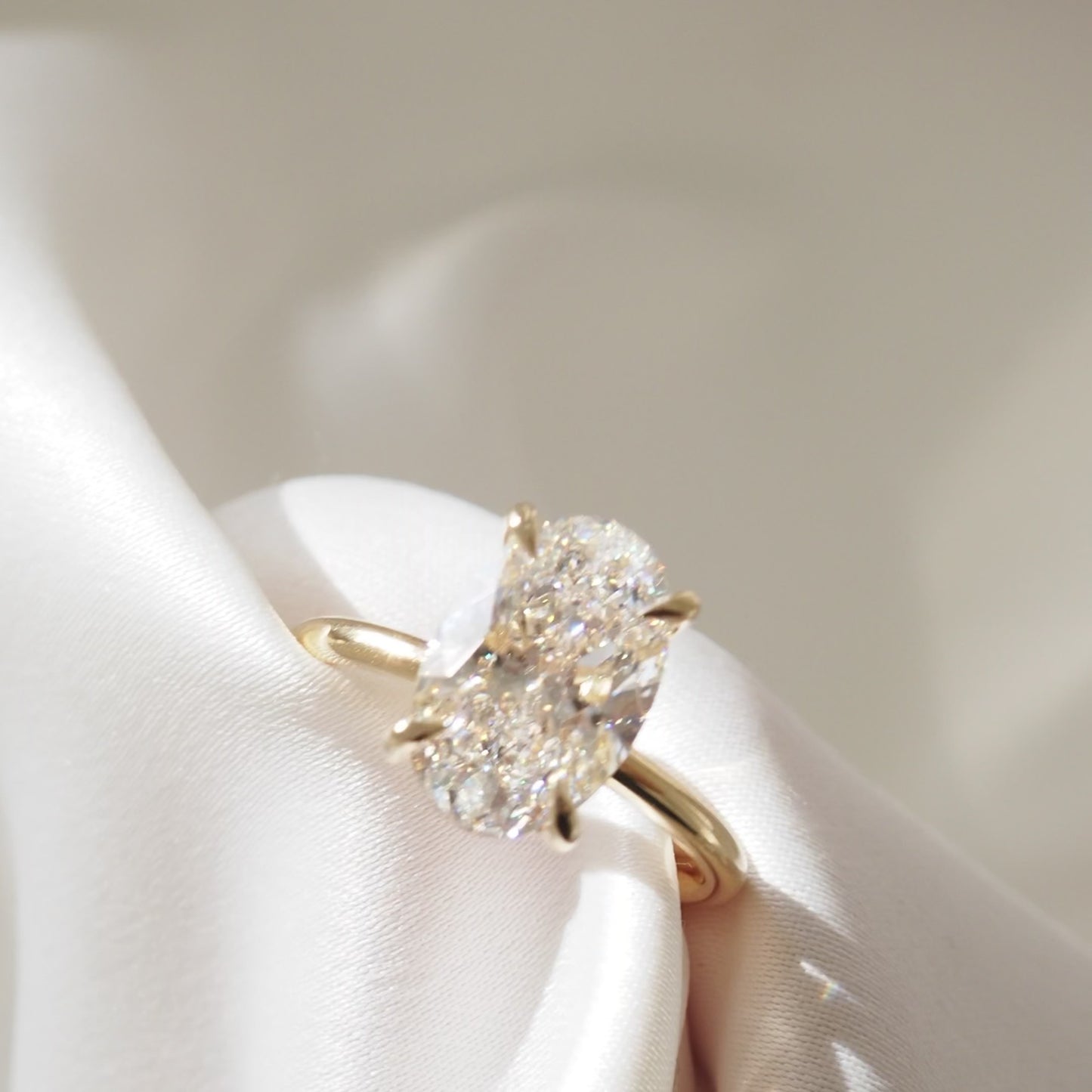 3.02 CT Oval Shaped Solitaire Lab Grown Diamond Engagement Ring