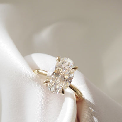 3.02 CT Oval Shaped Solitaire Lab Grown Diamond Engagement Ring