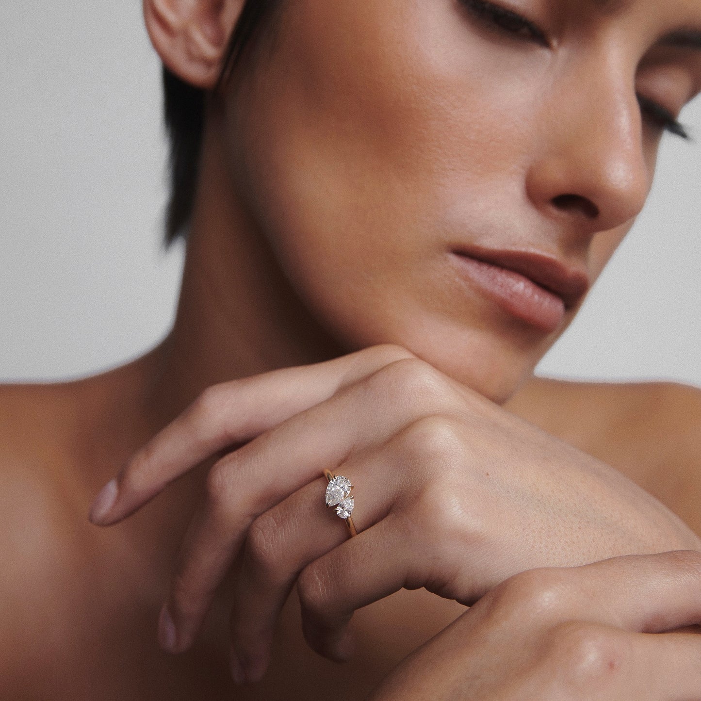 1.28 TCW Pear Shaped Toi Et Moi Lab Grown Diamond Engagement Ring