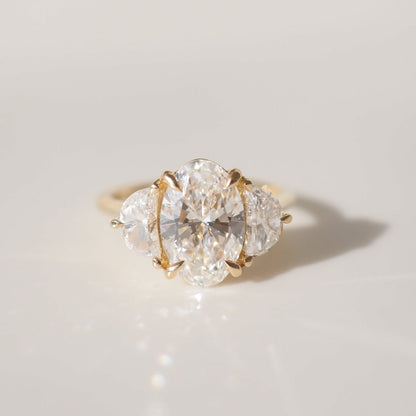2.5 CT Oval Shaped Three Stone Lab Grown Diamond Engagement Ring