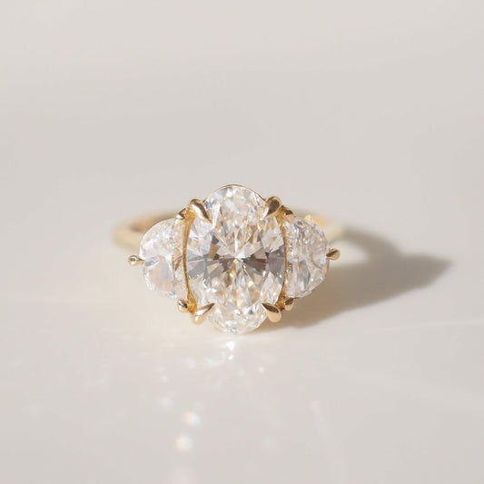 2.5 CT Oval Shaped Three Stone Lab Grown Diamond Engagement Ring