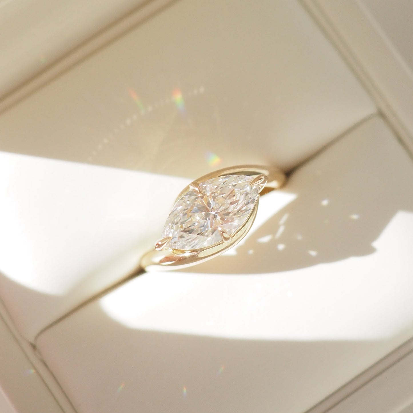 2.02 CT Marquise Shaped Solitaire Lab Grown Diamond Engagement Ring