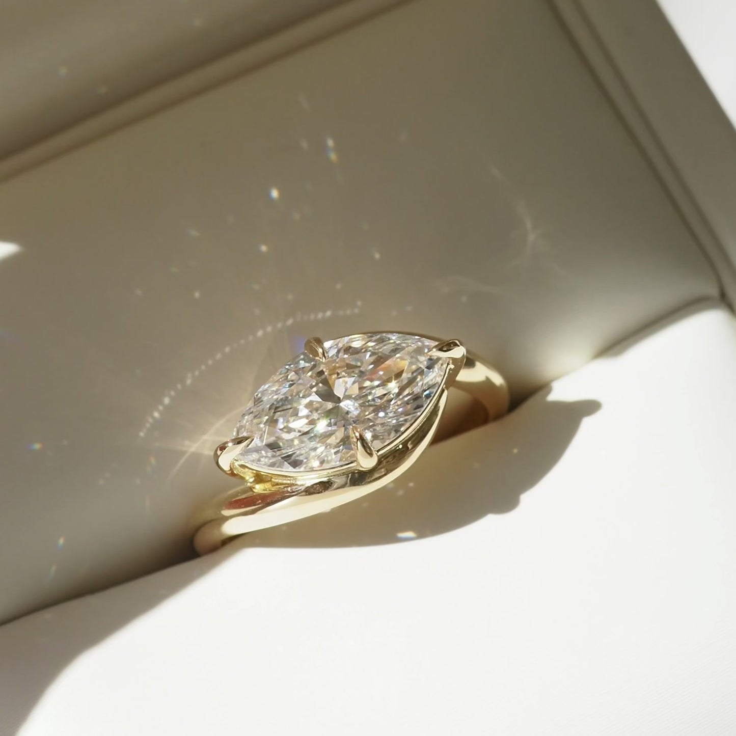 2.02 CT Marquise Shaped Solitaire Lab Grown Diamond Engagement Ring