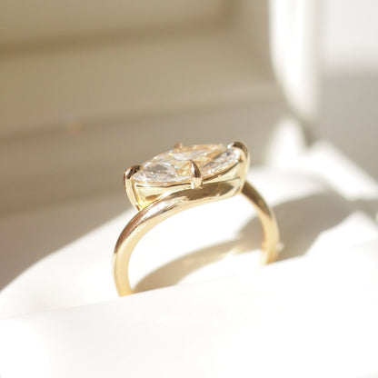 2.02 CT Marquise Shaped Solitaire Lab Grown Diamond Engagement Ring