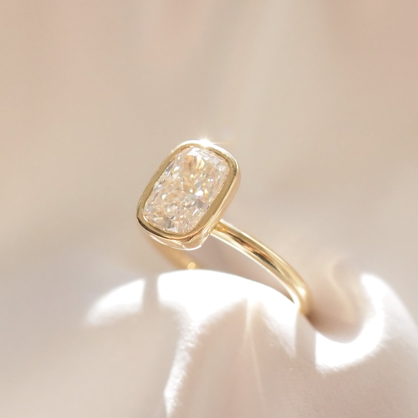 2.09 CT Elongated Cushion Shaped Bezel Lab Grown Diamond Engagement Ring