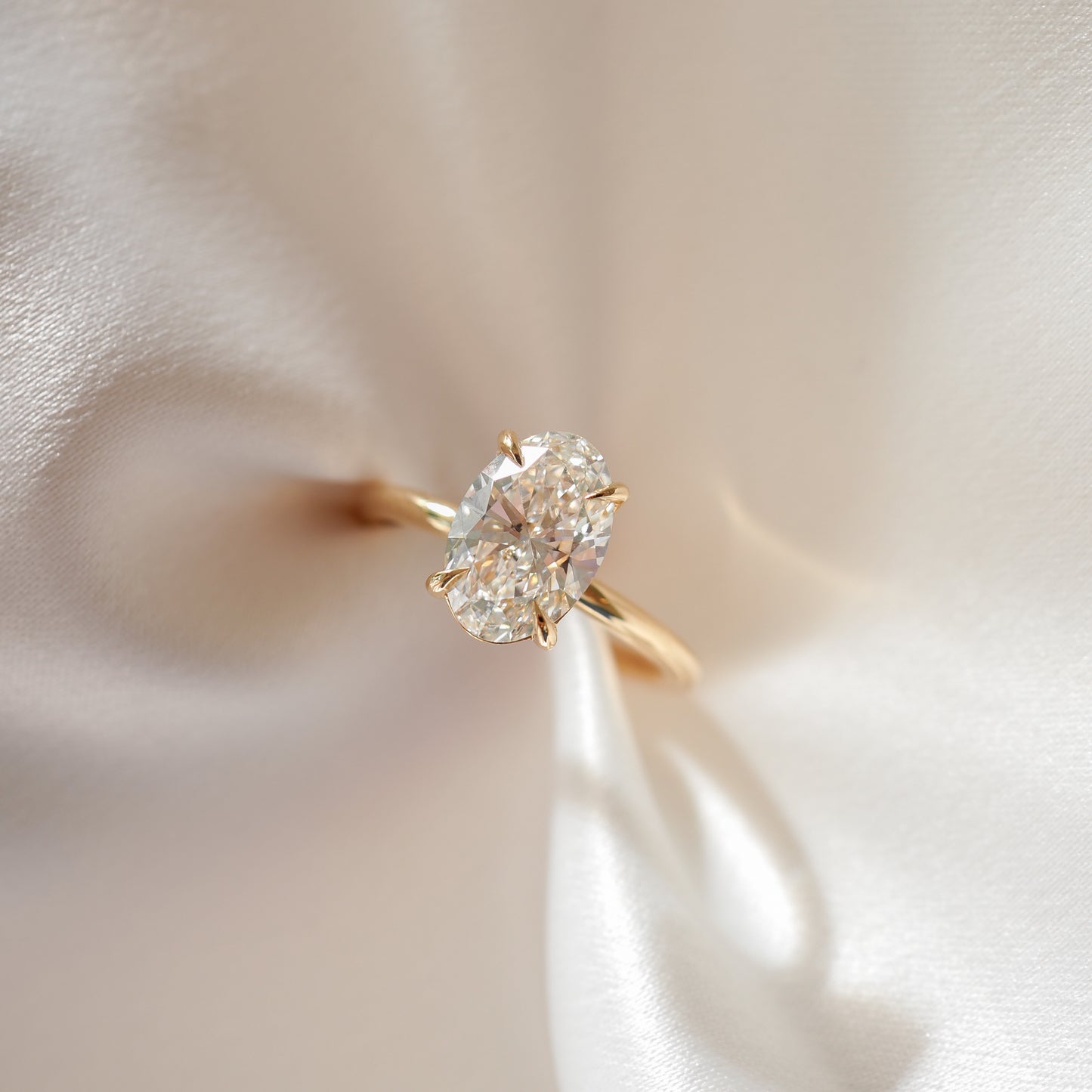 2.09 CT Oval Shaped Solitaire Lab Grown Diamond Engagement Ring