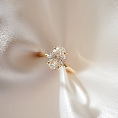 2.09 CT Oval Shaped Solitaire Lab Grown Diamond Engagement Ring