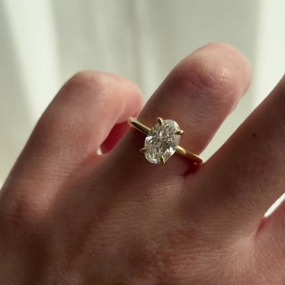 2.09 CT Oval Shaped Solitaire Lab Grown Diamond Engagement Ring