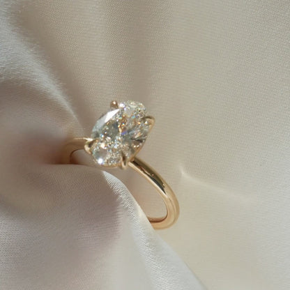 2.09 CT Oval Shaped Solitaire Lab Grown Diamond Engagement Ring
