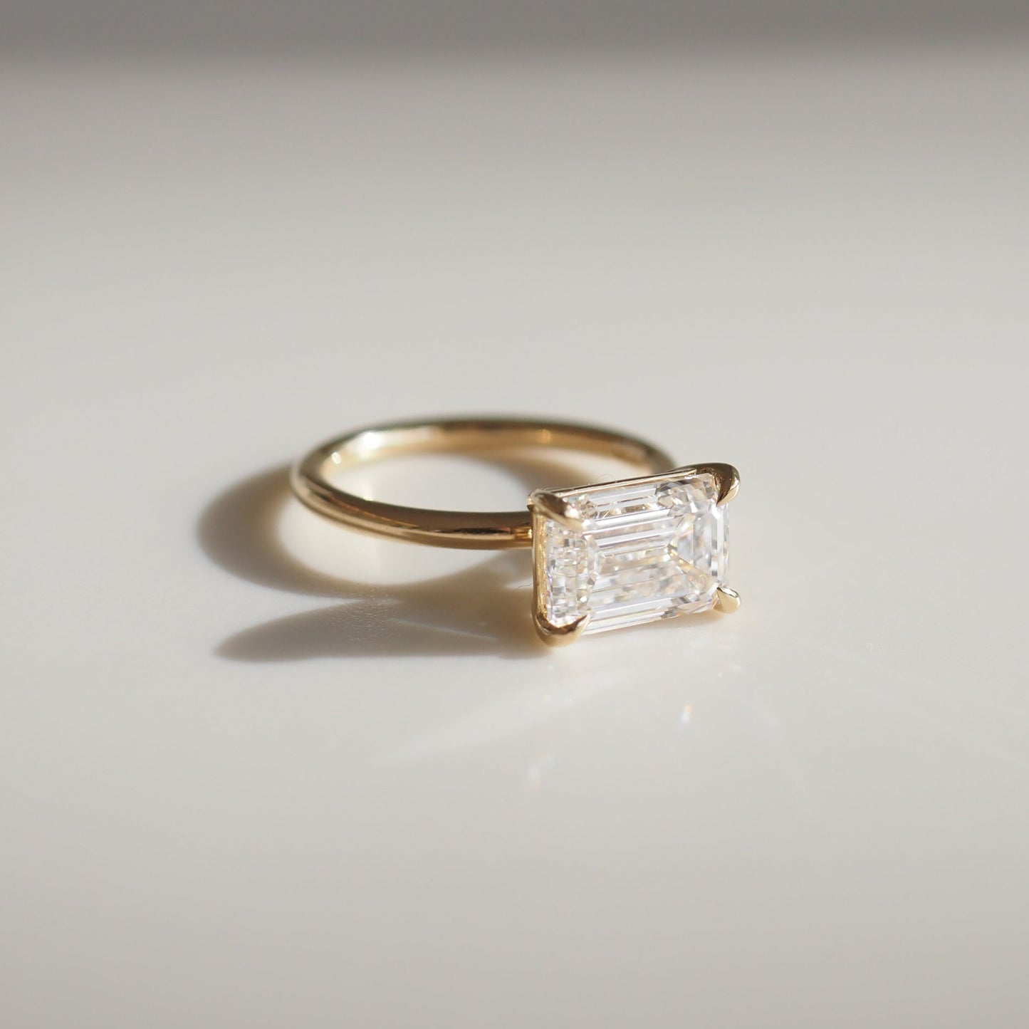 3.06 CT Emerald Shaped Solitaire Lab Grown Diamond Engagement Ring